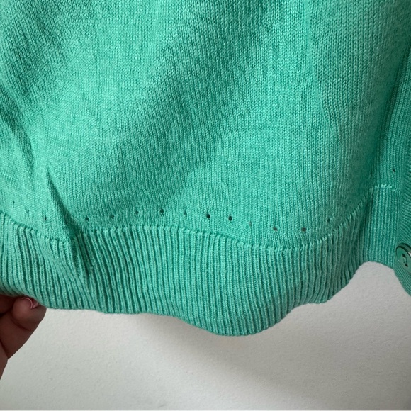 The Limited Turquoise Cardigan Size Medium V-neck Three Quarter Sleeves Office - Picture 5 of 10